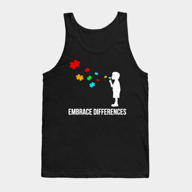 Embrace Differences Shirt - Support Autism Awareness Tank Top by Danielsmfbb